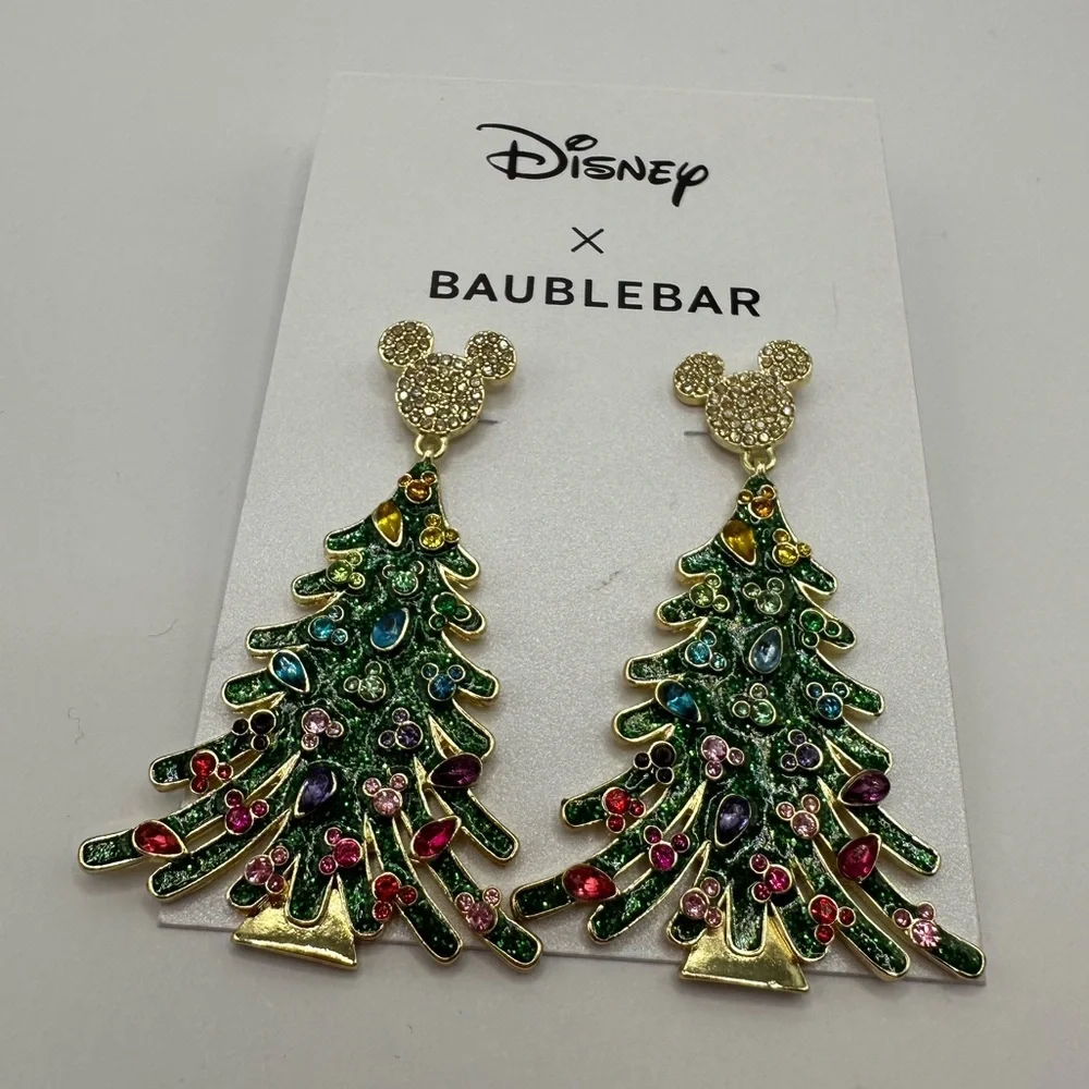 BaubleBar Disney Christmas Tree earrings NWT - Picture 3 of 4